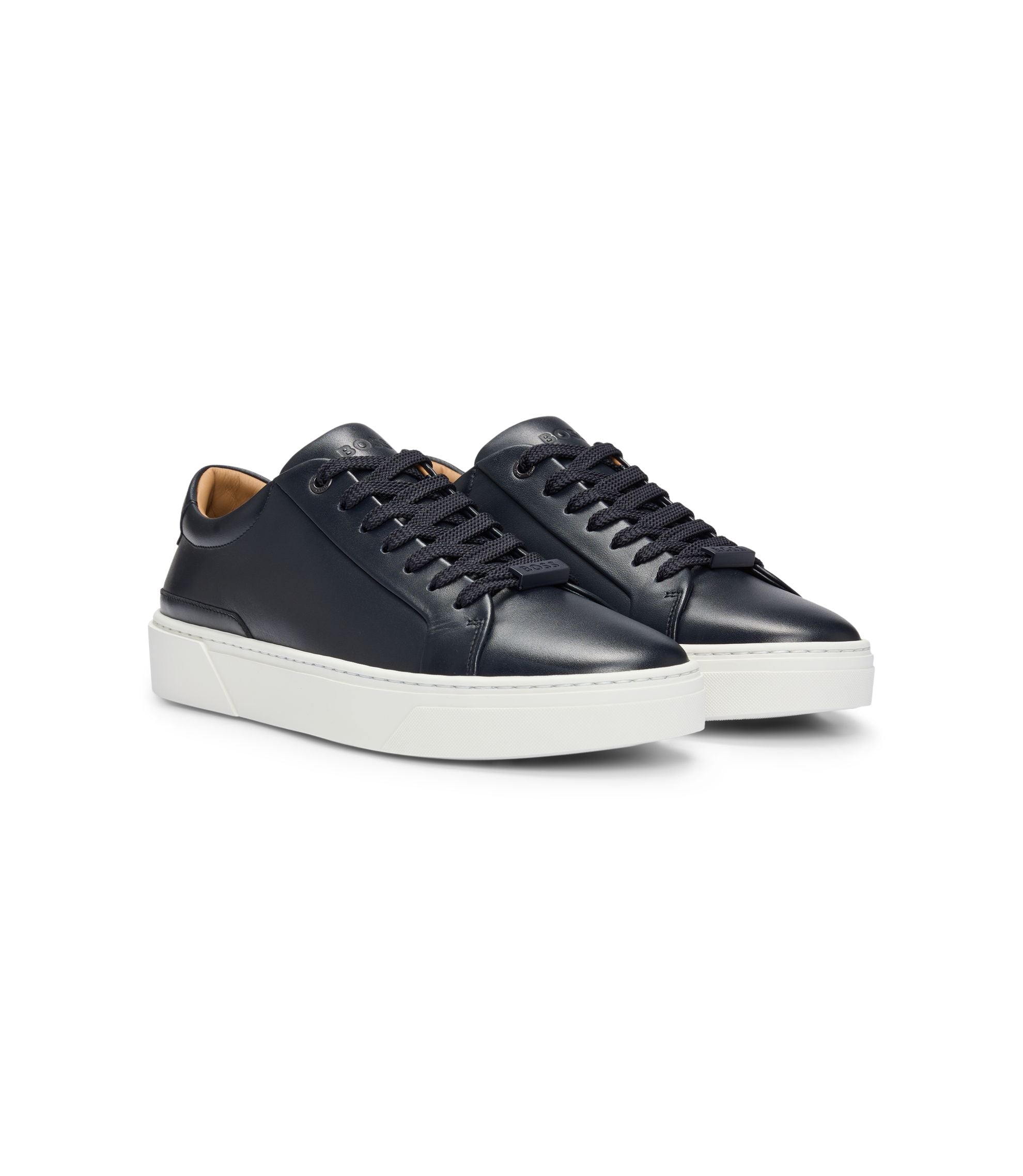 Boss Gary Sneakers With Leather Uppers Dark Blue Dark Blue