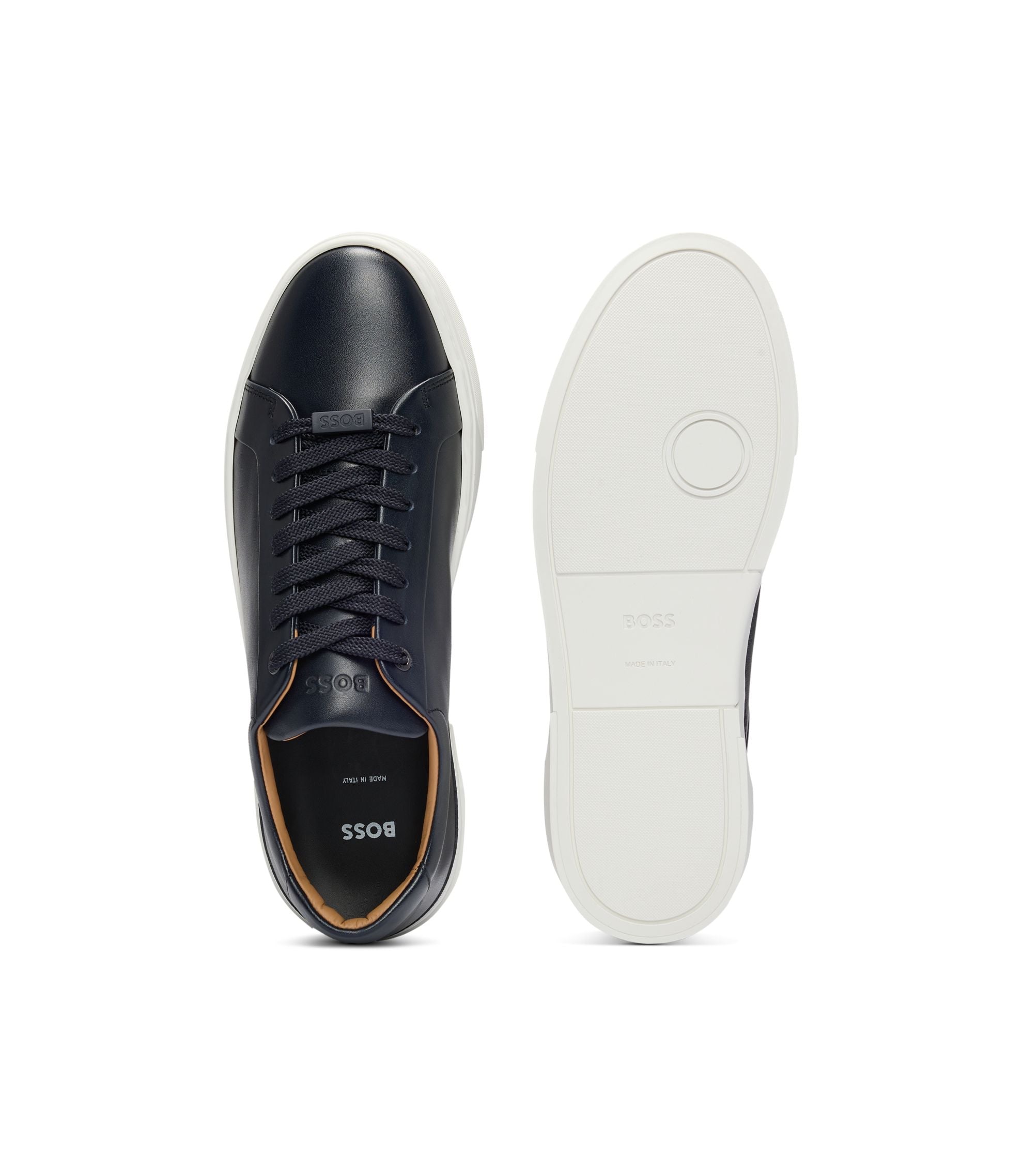 Boss Gary Sneakers With Leather Uppers Dark Blue Dark Blue