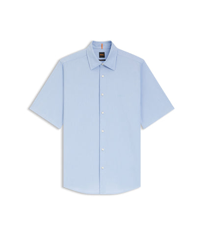 Boss Regular Fit Shirt In Oxford Cotton Light Blue