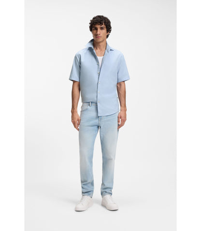 Boss Regular Fit Shirt In Oxford Cotton Light Blue