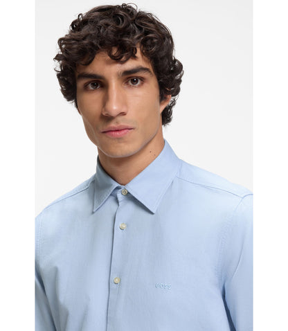 Boss Regular Fit Shirt In Oxford Cotton Light Blue