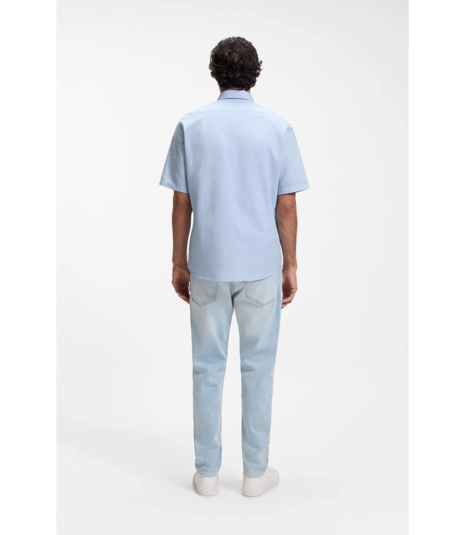 Boss Regular Fit Shirt In Oxford Cotton Light Blue