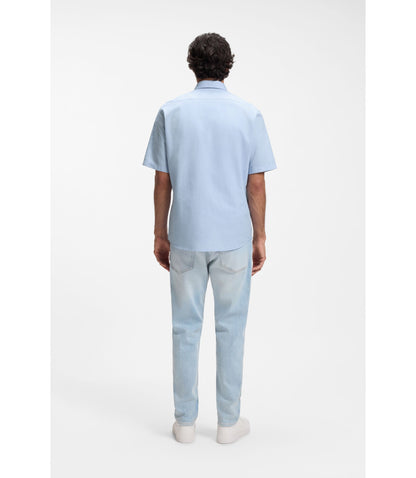 Boss Regular Fit Shirt In Oxford Cotton Light Blue
