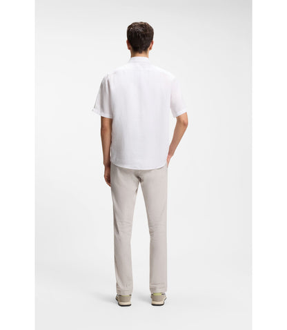 Boss Regular Fit Shirt In Linen White