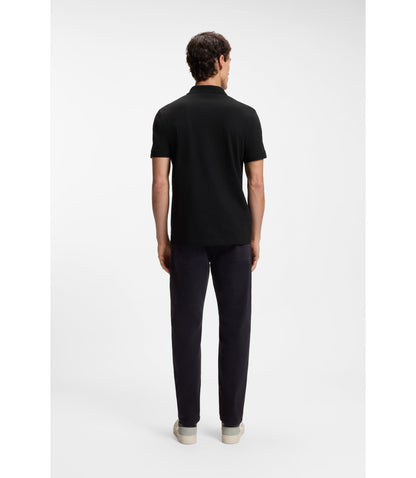 Boss Stretch Cotton Slim Fit Polo Shirt With Logo Patch Black
