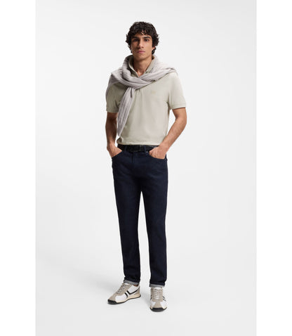 Boss Stretch Cotton Slim Fit Polo Shirt With Logo Patch Light Grey
