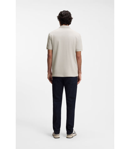 Boss Stretch Cotton Slim Fit Polo Shirt With Logo Patch Light Grey