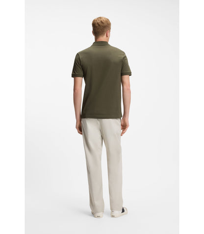 Boss Stretch Cotton Slim Fit Polo Shirt With Logo Patch Green