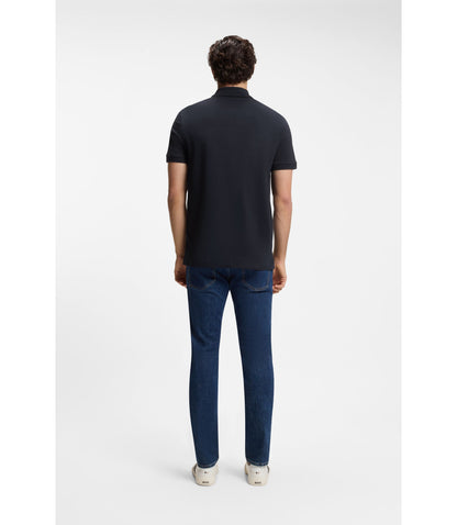 Boss Stretch Cotton Slim Fit Polo Shirt With Logo Patch Dark Blue