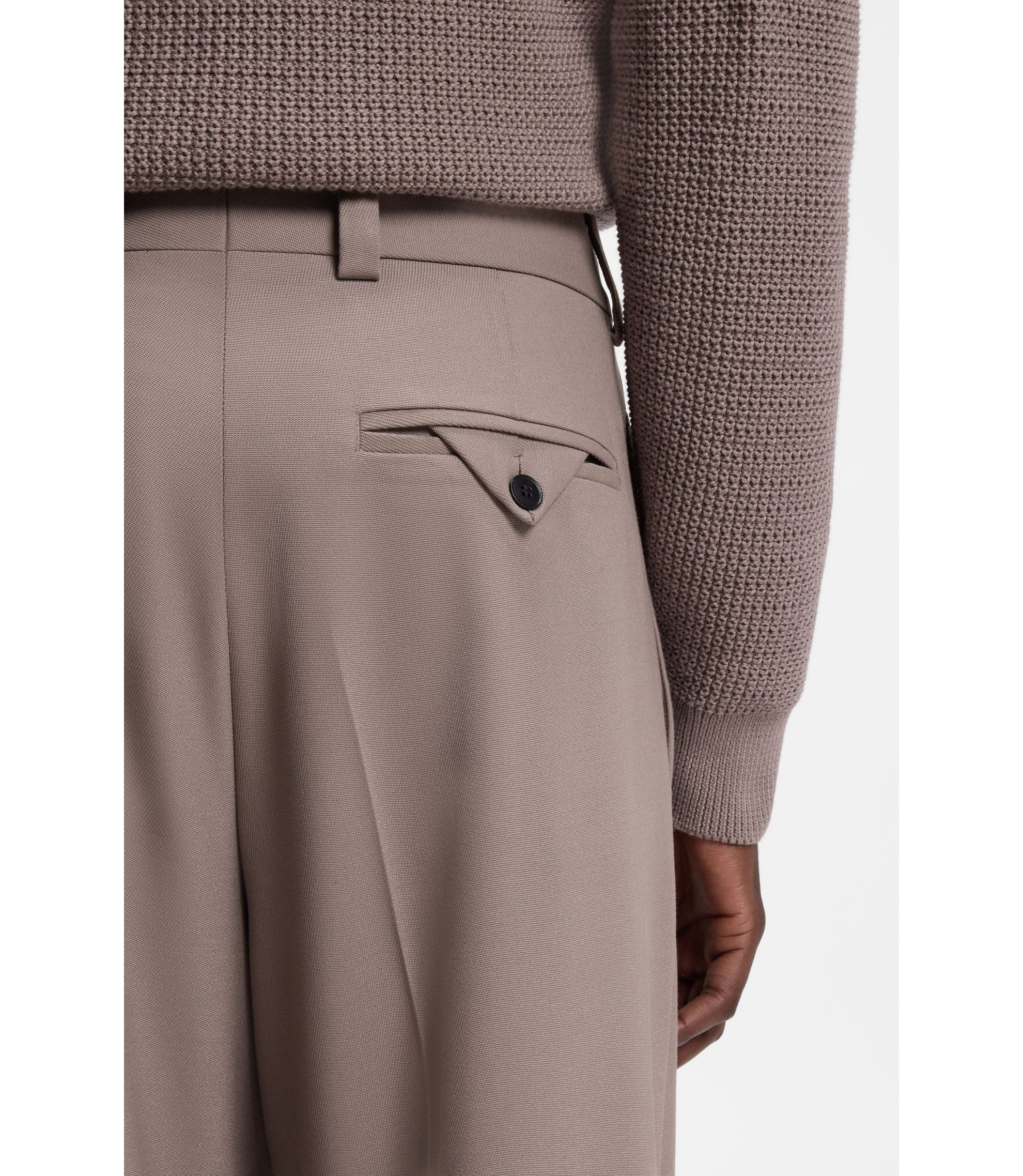 Hugo Modern Fit Trousers In Stretch Twill Light Brown