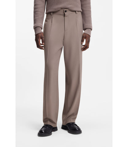 Hugo Modern Fit Trousers In Stretch Twill Light Brown