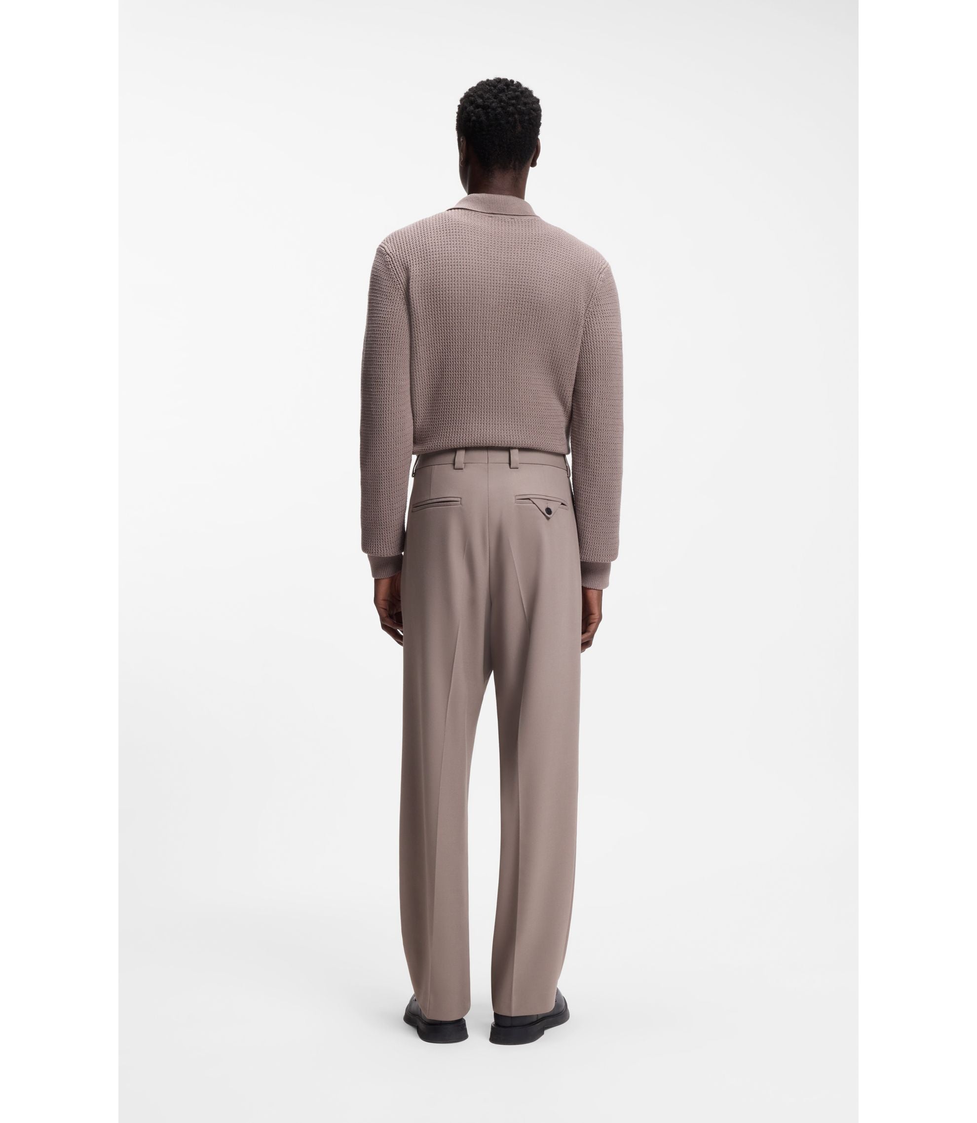 Hugo Modern Fit Trousers In Stretch Twill Light Brown