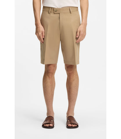 Boss Tapered Fit Shorts In Cotton Silk And Stretch Beige
