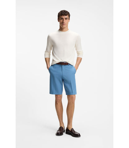 Boss Tapered Fit Shorts In Cotton Silk And Stretch Light Blue