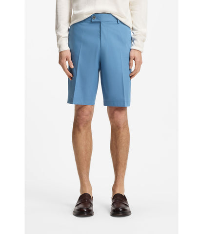 Boss Tapered Fit Shorts In Cotton Silk And Stretch Light Blue