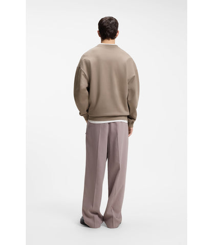 Hugo Oversize Fit Sweatshirt In Cotton Terry With Tonal Logo Light Brown