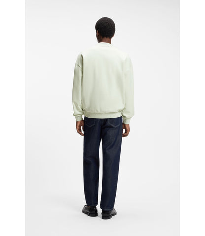 Hugo Oversize Fit Sweatshirt In Cotton Terry With Tonal Logo Light Green