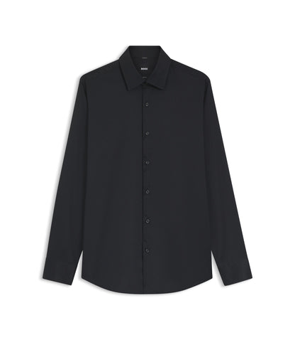Boss Slim Fit Shirt In Performance Stretch Twill Black