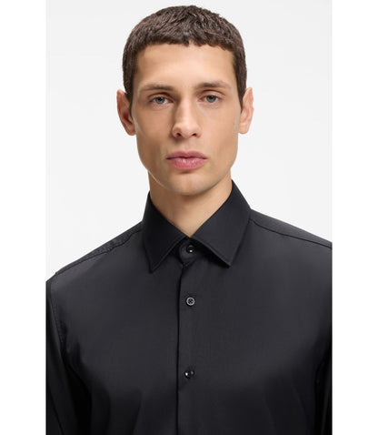 Boss Slim Fit Shirt In Performance Stretch Twill Black