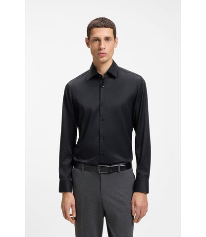 Boss Slim Fit Shirt In Performance Stretch Twill Black