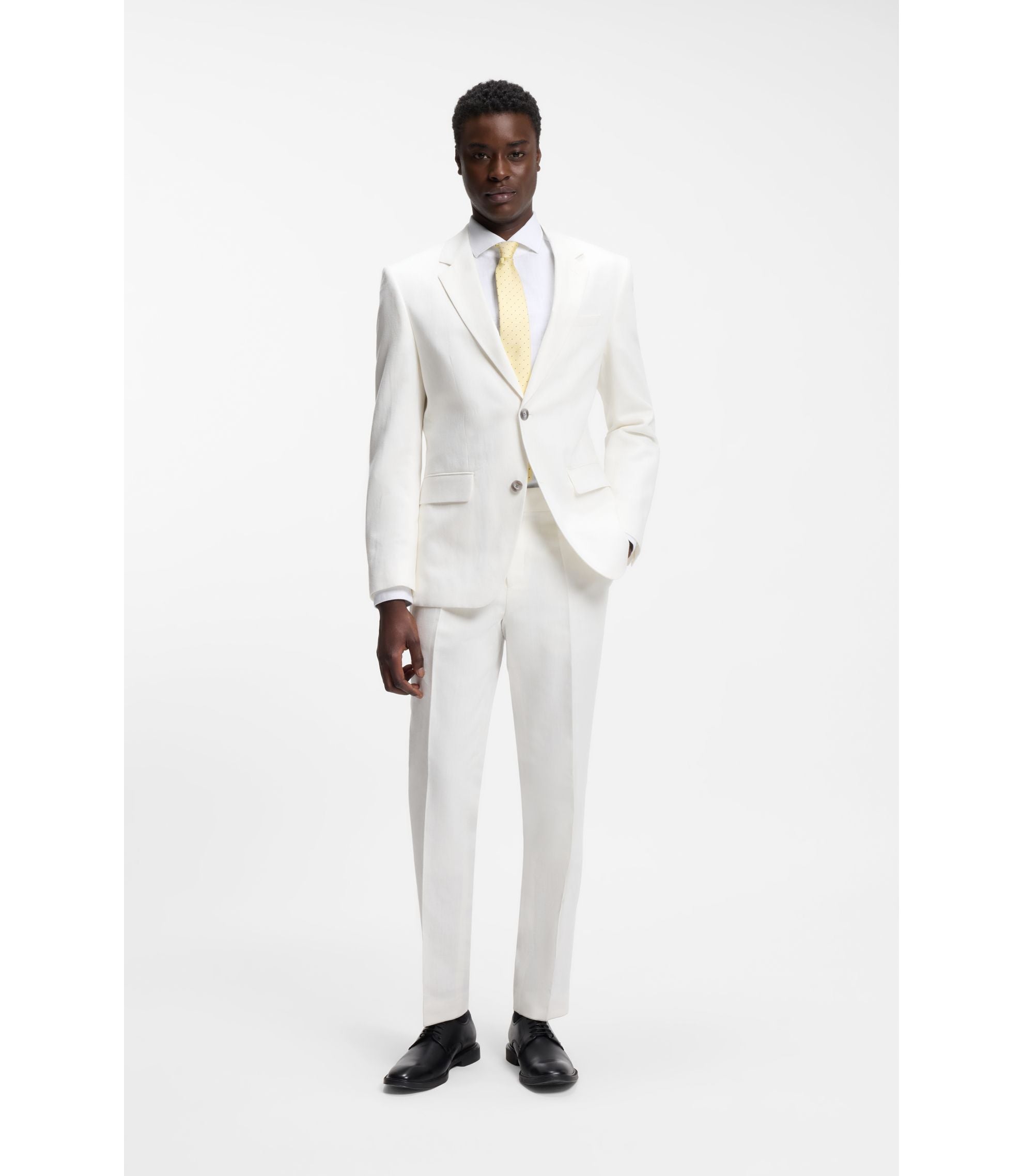 Hugo Slim Fit Shirt In Cotton And Linen White