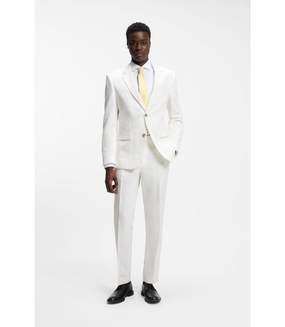 Hugo Slim Fit Shirt In Cotton And Linen White