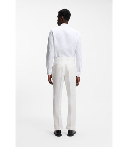 Hugo Slim Fit Shirt In Cotton And Linen White