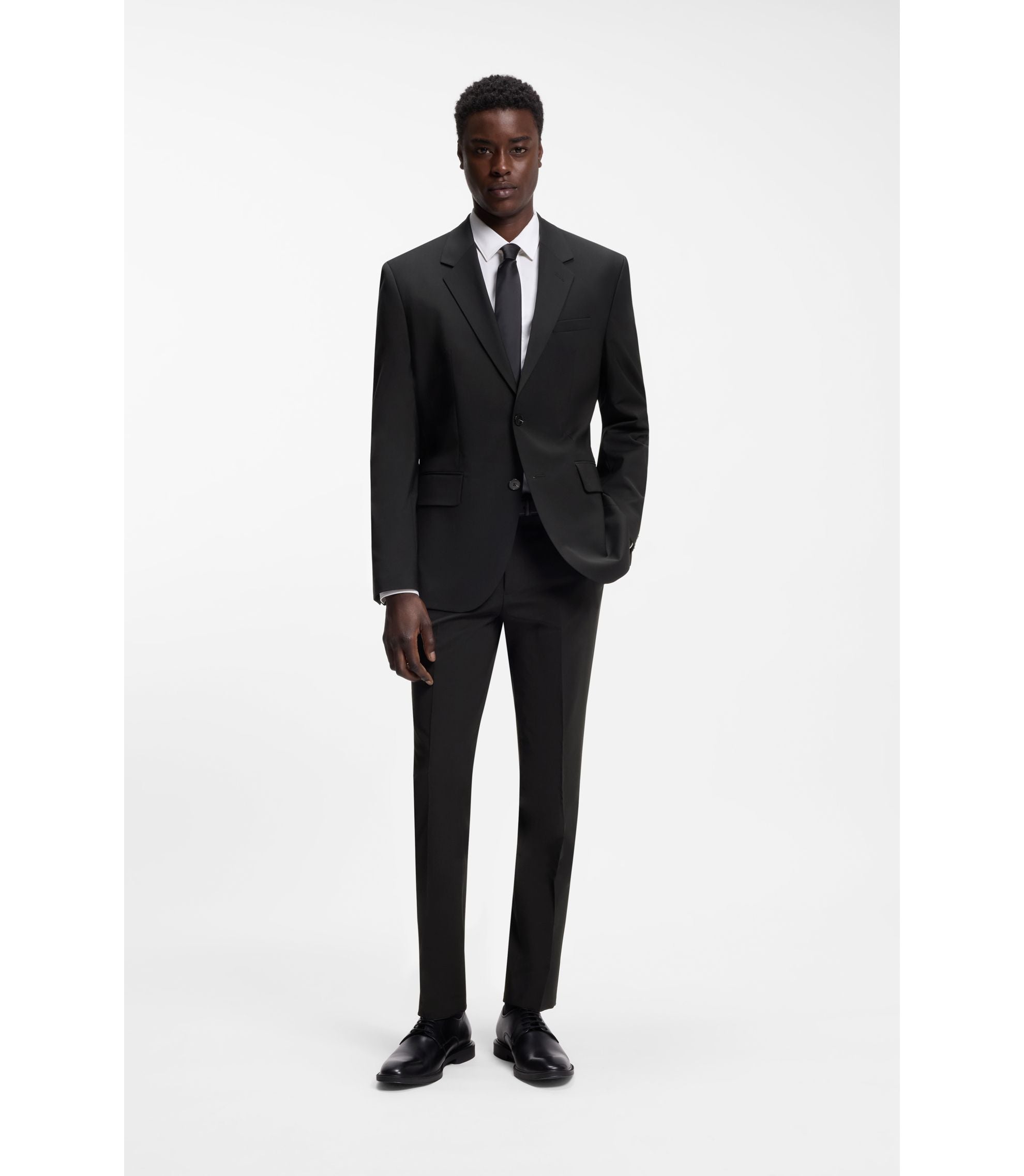 Hugo Extra Slim Fit Trousers In A Wool Blend Black