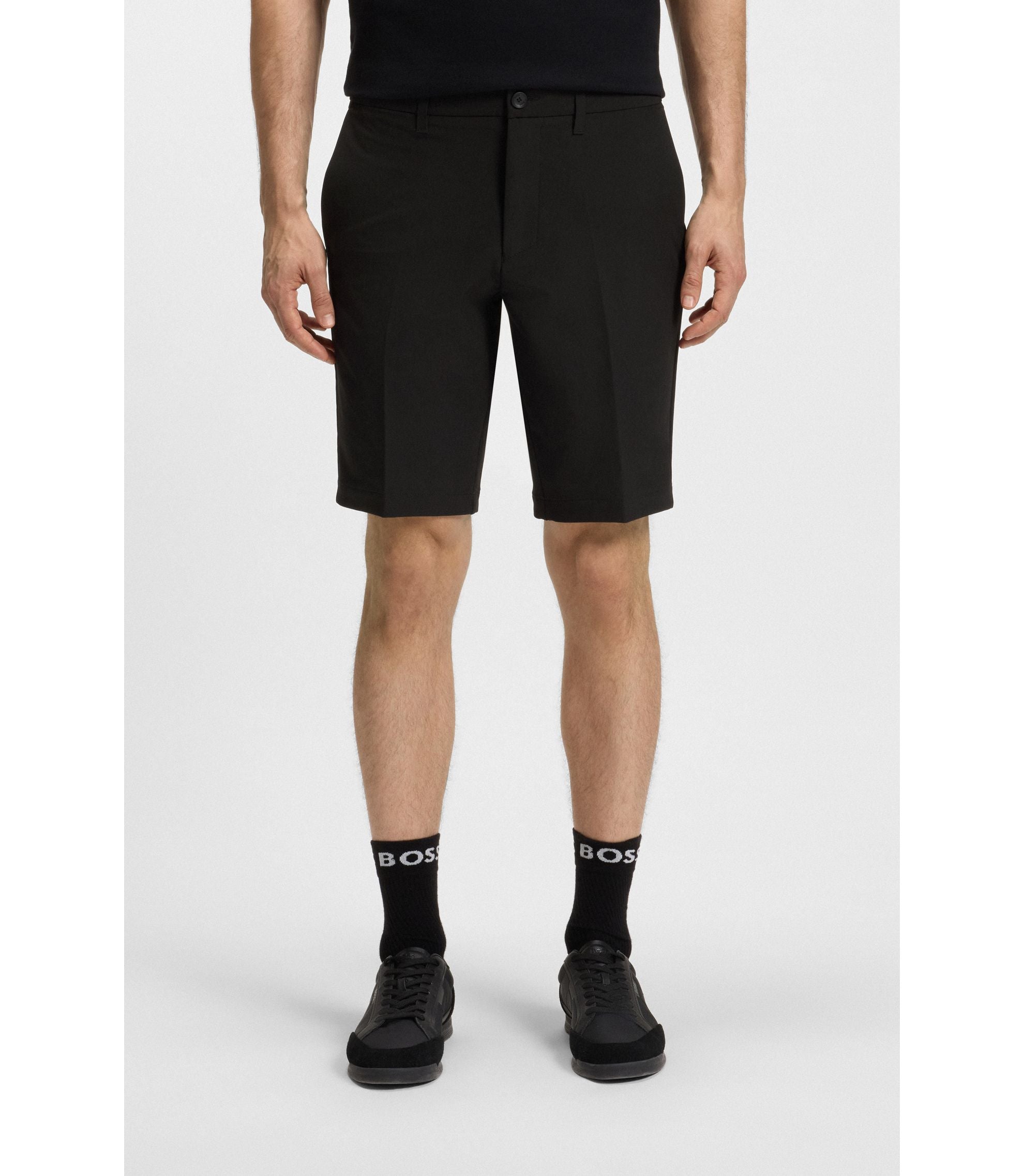 Boss Slim Fit Shorts In Water Repellent Stretch Fabric Black