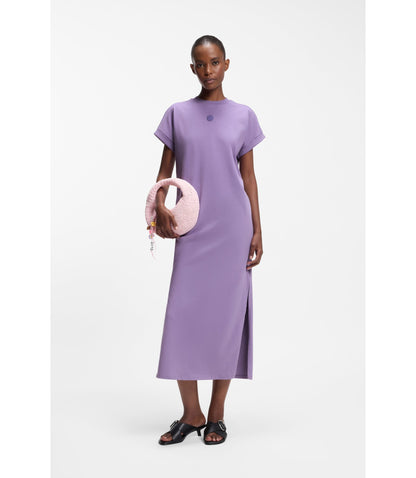 Hugo Cotton Jersey T Shirt Dress With Happy Hugo Logo Purple Women's