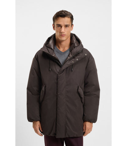 Boss Peached Microfibre Jacket With Water Repellent Finish Dark Brown