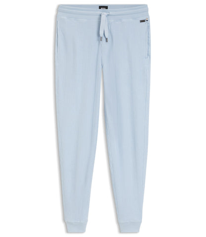 Boss Cotton Blend Sweatpants With Waffle Structure Light Blue