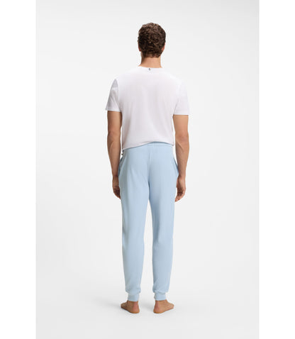 Boss Cotton Blend Sweatpants With Waffle Structure Light Blue