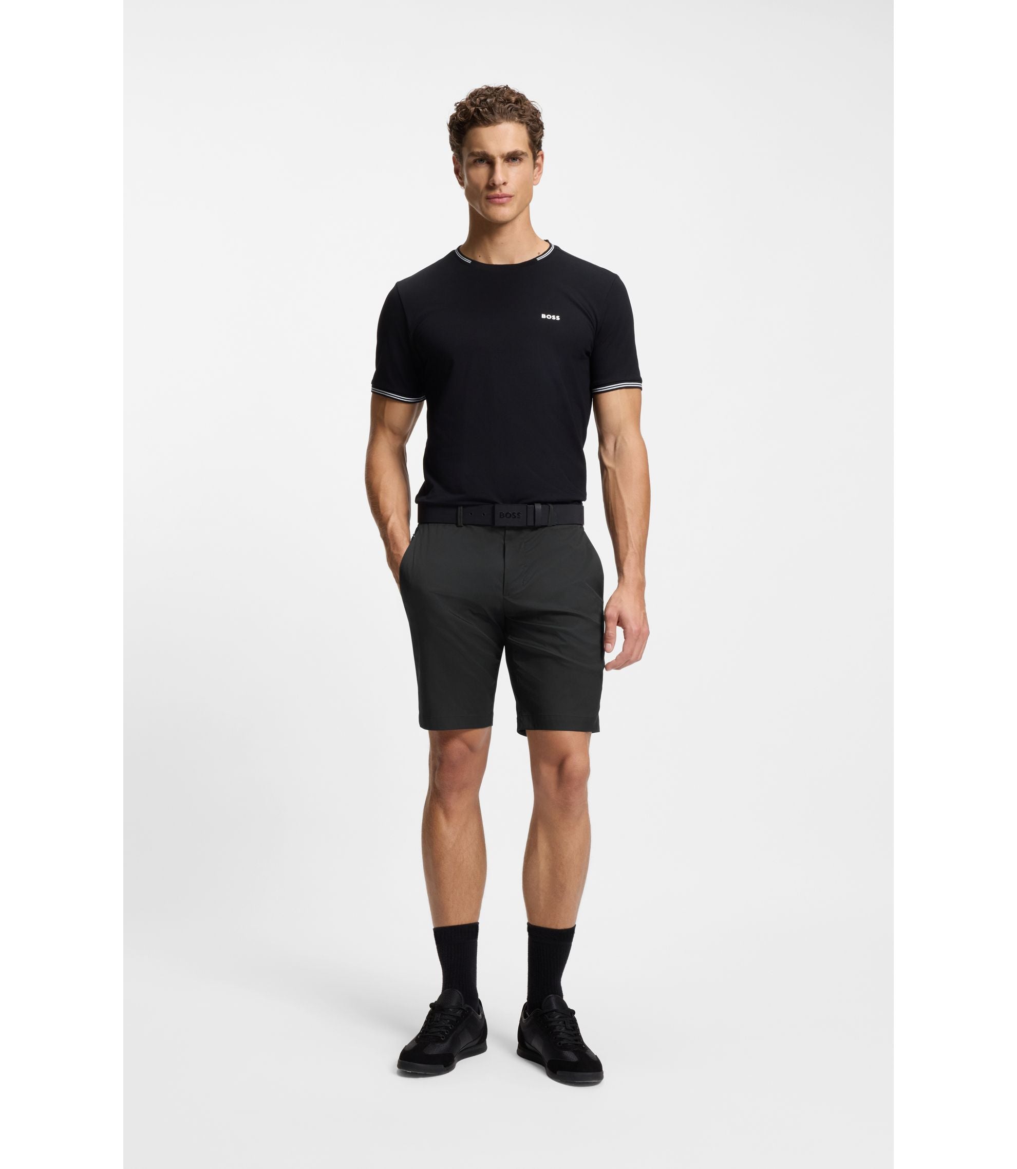 Boss Easy Iron Shorts With Water Repellent Finish Black
