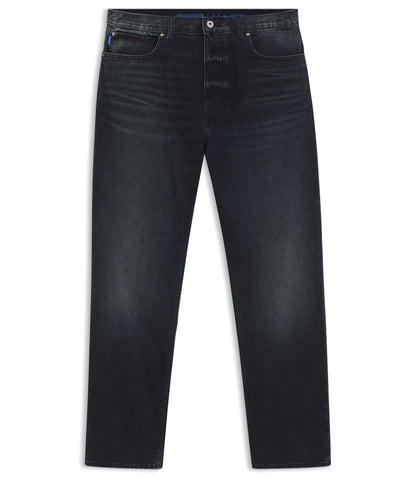 Hugo Blue Black Baggy Fit Jeans In Rigid Denim Dark Blue