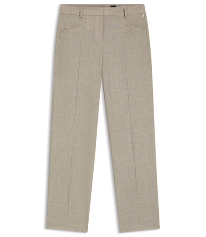 Boss Melange Relaxed Fit Trousers In Virgin Wool Light Beige Women's