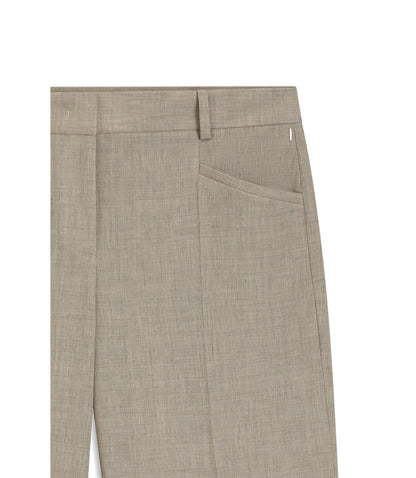 Boss Melange Relaxed Fit Trousers In Virgin Wool Light Beige Women's