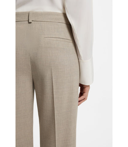 Boss Melange Relaxed Fit Trousers In Virgin Wool Light Beige Women's