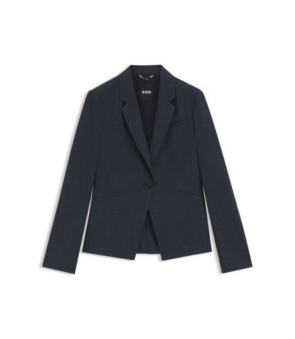 Boss Melange Slim Fit Blazer In Virgin Wool Dark Blue Women's