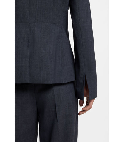 Boss Melange Slim Fit Blazer In Virgin Wool Dark Blue Women's
