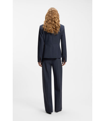 Boss Melange Slim Fit Blazer In Virgin Wool Dark Blue Women's