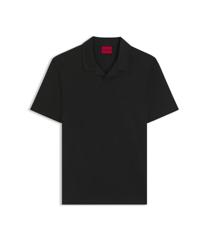 Hugo Johnny Collar Slim Fit Polo Shirt In Stretch Cotton Black