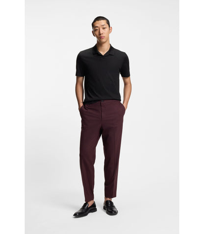 Hugo Johnny Collar Slim Fit Polo Shirt In Stretch Cotton Black