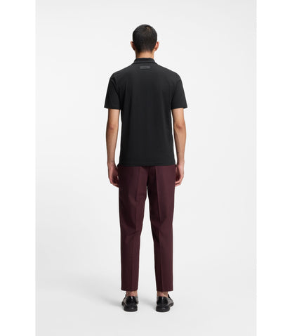 Hugo Johnny Collar Slim Fit Polo Shirt In Stretch Cotton Black