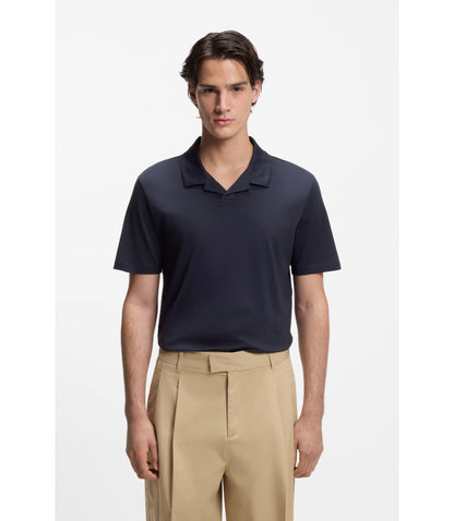Hugo Johnny Collar Slim Fit Polo Shirt In Stretch Cotton Dark Blue