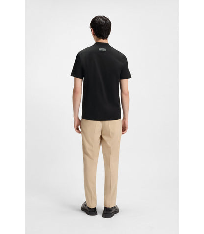 Hugo Stand Collar Slim Fit T Shirt In Stretch Cotton Black