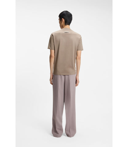 Hugo Stand Collar Slim Fit T Shirt In Stretch Cotton Light Brown