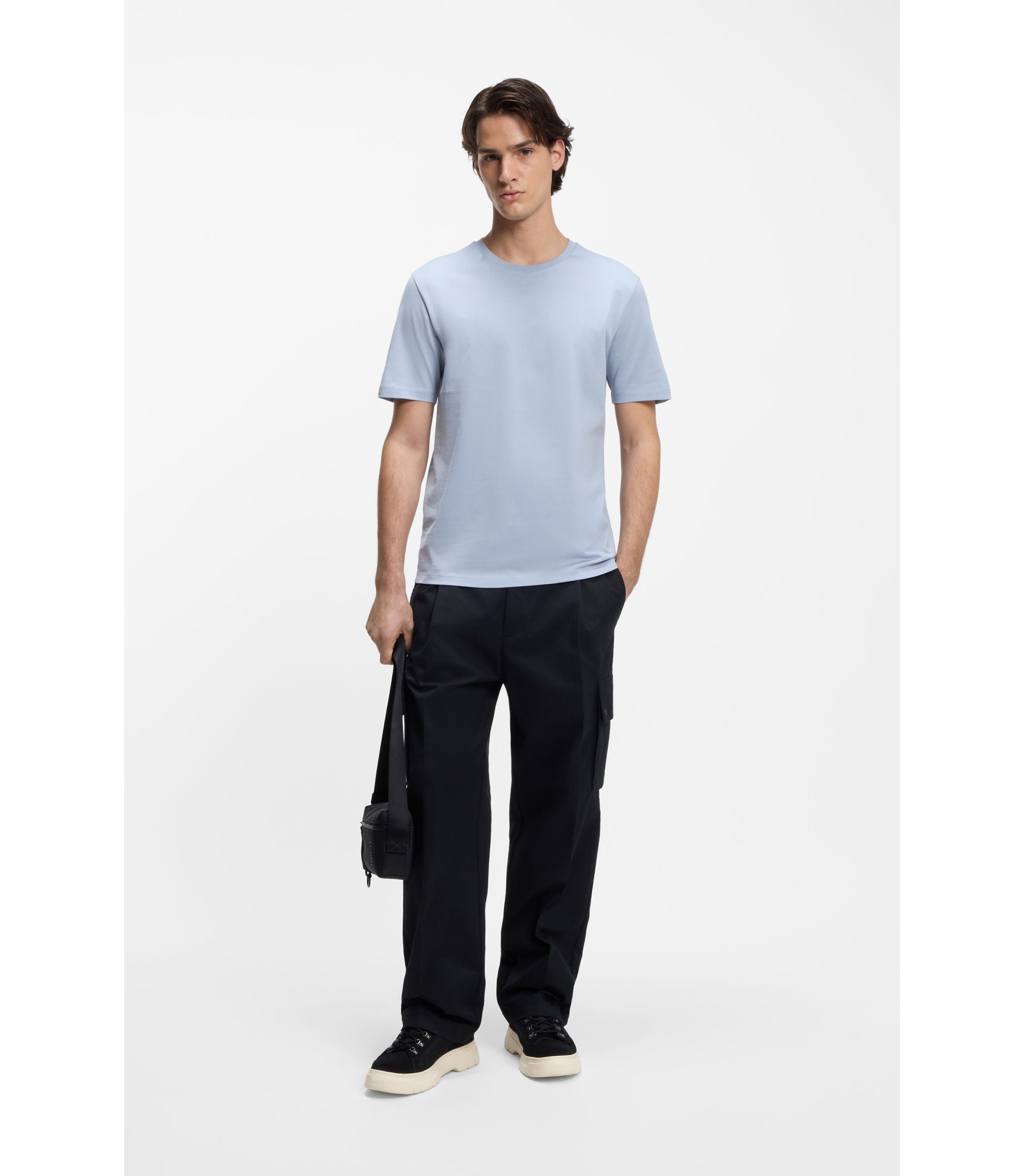 Hugo Slim Fit T Shirt With Mercerised Cotton Purple