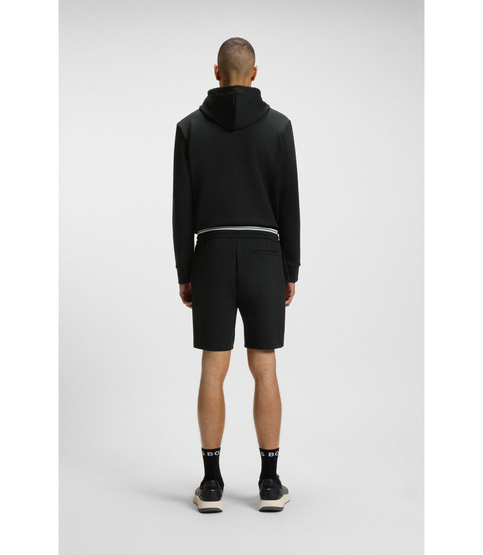 Boss Stripe Detail Shorts In A Cotton Blend Black