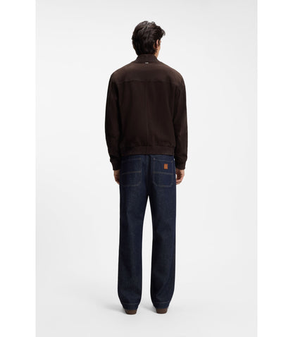 Boss Regular Fit Jacket In Suede Dark Brown